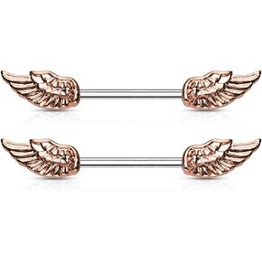 14G Angel Wings 316L حلقة حديدية للحلمة من الفولاذ الجراحي