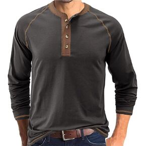 Men's Henley Shirt Long Sleeve Thermal Underwear Henley Top Casual Slim Fit Lightweight 5 Button T Shirts