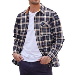 قمصان Coofandy الرجالية من الفلانيل وسترة بأزرار سفلية وقمصان منقوشة وأكمام طويلة وقمصان غربية in Kuwait