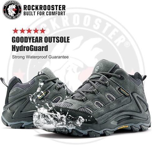 أحذية ROCKROOSTER Newland للمشي لمسافات طويلة مقاومة للماء للرجال، أحذية الرحلات من الجلد السويدي مقاس 4 بوصات و6 بوصات، أحذية خارجية مضادة للتعب، دعم الكاحل، غير قابلة للانزلاق، مريحة، ممتصة للصدمات KS55 in Kuwait