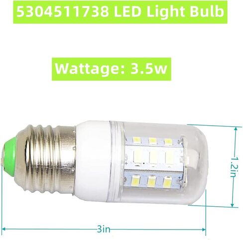 5304511738 لمبة إضاءة LED للثلاجة Kei D34l متوافقة مع لمبة ثلاجة كينمور فريجيدير PS12364857، 4584444 AP6278388. القوة الكهربائية: 3.5 وات (110 فولت - 240 فولت) (عبوتان) in Kuwait