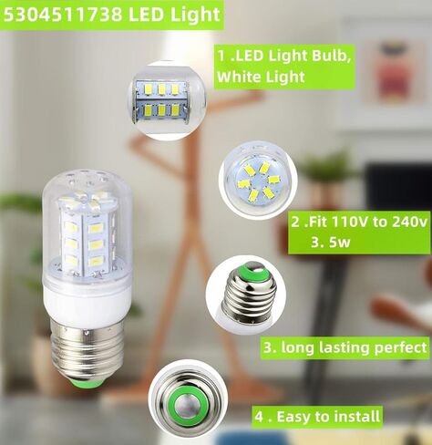 5304511738 لمبة إضاءة LED للثلاجة Kei D34l متوافقة مع لمبة ثلاجة كينمور فريجيدير PS12364857، 4584444 AP6278388. القوة الكهربائية: 3.5 وات (110 فولت - 240 فولت) (عبوتان) in Kuwait