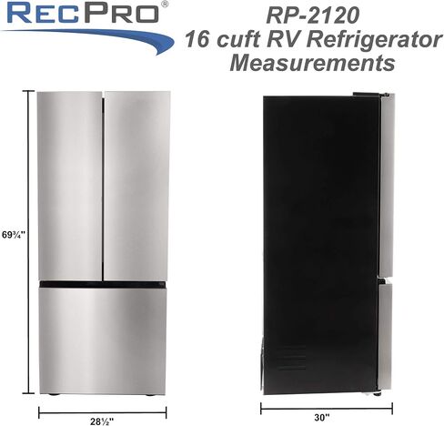 RecPro RV Refrigerator Stainless Steel | 16 Cubic Feet | 12-Volt | French Style Doors | Low Wattage in Saudi Arabia