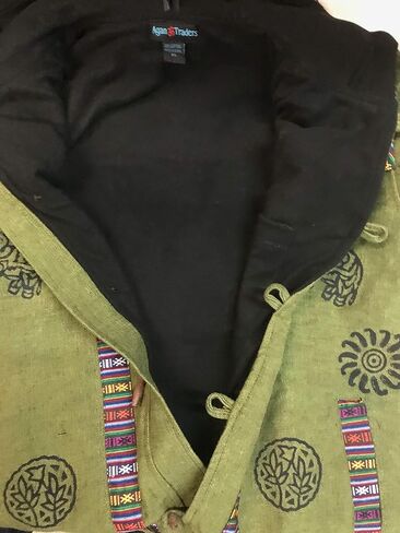 Agan Traders Mens Cotton Printed Fleece Lined Tibetan Hoodie Outwear Jacket in Kuwait
