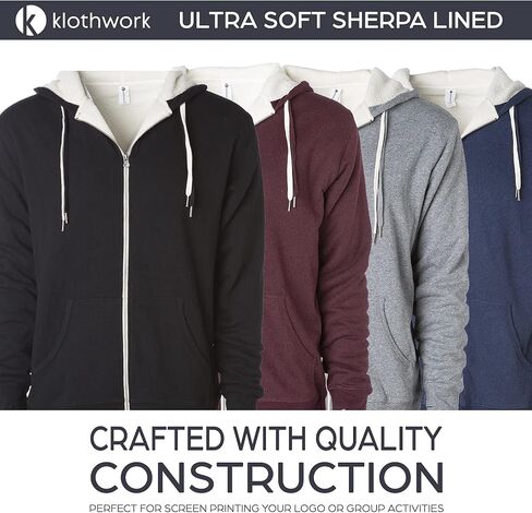 Klothwork Sherpa Hoodie, Fleece Zip Up Sherpa Lined Jacket Men & Women in Saudi Arabia