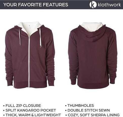 Klothwork Sherpa Hoodie, Fleece Zip Up Sherpa Lined Jacket Men & Women in Saudi Arabia