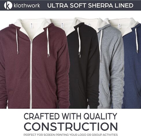 Klothwork Sherpa Hoodie, Fleece Zip Up Sherpa Lined Jacket Men & Women in Saudi Arabia
