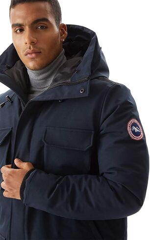 سترة شتوية رجالية معزولة من PUREMSX، سترة شتوية سميكة مقاومة للرياح بغطاء للفرو، معطف ثلج سترات باركا in Kuwait