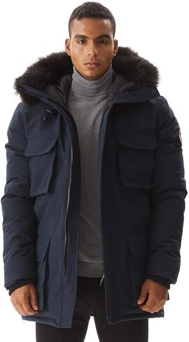 سترة شتوية رجالية معزولة من PUREMSX، سترة شتوية سميكة مقاومة للرياح بغطاء للفرو، معطف ثلج سترات باركا in Kuwait