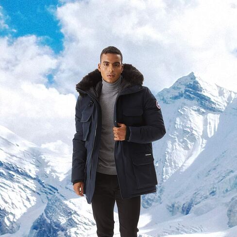 سترة شتوية رجالية معزولة من PUREMSX، سترة شتوية سميكة مقاومة للرياح بغطاء للفرو، معطف ثلج سترات باركا in Kuwait