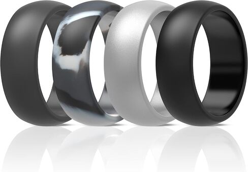 ThunderFit Mens Silicone Wedding Rings Wedding Bands - 5 Pack / 4 Pack / 3 Pack - 8.7mm Wide (2mm Thick) in Saudi Arabia