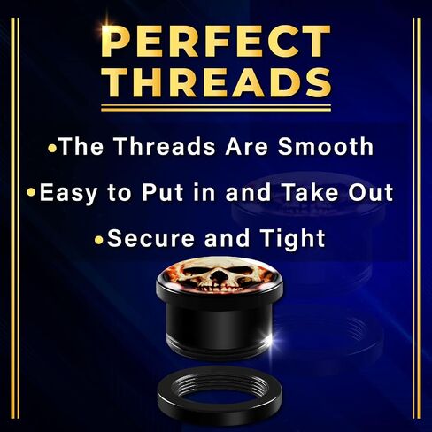 Pair of Black Acrylic Screw-fit Flesh External Tunnels Piercing Jewelry Stretcher Ear Ring Skull logo Earring Lobe Plugs in Saudi Arabia