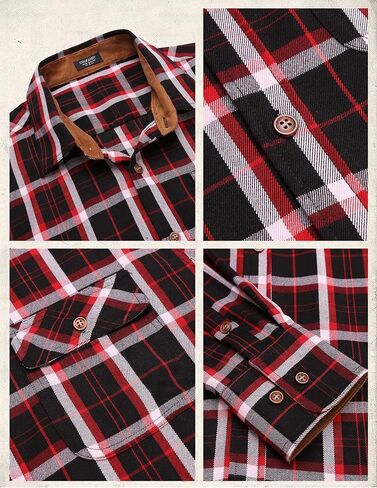 قمصان Coofandy الرجالية من الفلانيل وسترة بأزرار سفلية وقمصان منقوشة وأكمام طويلة وقمصان غربية in Kuwait