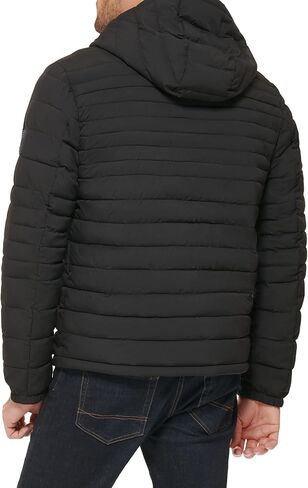 Tommy Hilfiger Men's Stretch Poly Hooded Packable Jacket, Black, Small in Saudi Arabia