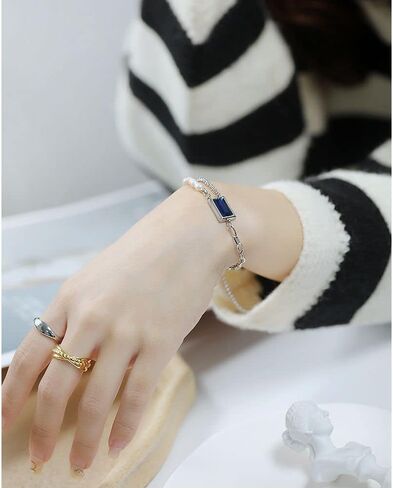 Jonline24h Mens Womens Stainless Steel Good Luck Love Link Pearls Bracelet Bangle Silver in Kuwait