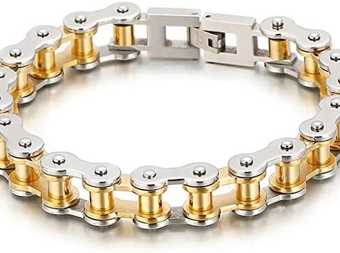 13mm Heavy Punk Rock Men Women Rainbow Bike Biker Motorcycle Chain Bracelet Jewelry Gold Black Stainless Steel Bicycle Bangle Jewelry Silver Polished in Saudi Arabia