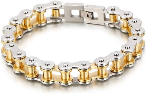 13mm Heavy Punk Rock Men Women Rainbow Bike Biker Motorcycle Chain Bracelet Jewelry Gold Black Stainless Steel Bicycle Bangle Jewelry Silver Polished in Saudi Arabia