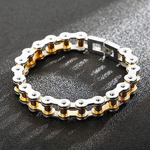 13mm Heavy Punk Rock Men Women Rainbow Bike Biker Motorcycle Chain Bracelet Jewelry Gold Black Stainless Steel Bicycle Bangle Jewelry Silver Polished in Saudi Arabia