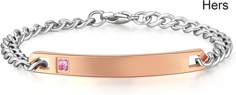 SunnyHouse Jewelry Free Custom Engraving His & Hers Matching Set Stainless Steel Personalized ID Couple Bracelet in Kuwait