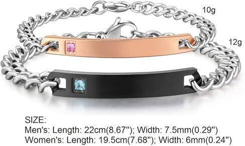 SunnyHouse Jewelry Free Custom Engraving His & Hers Matching Set Stainless Steel Personalized ID Couple Bracelet in Kuwait