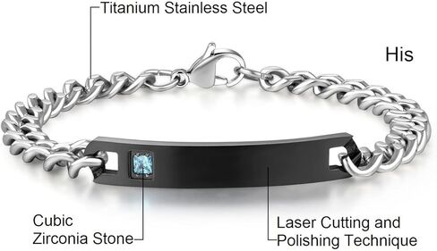 SunnyHouse Jewelry Free Custom Engraving His & Hers Matching Set Stainless Steel Personalized ID Couple Bracelet in Kuwait