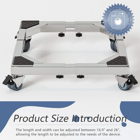 CHINCHILLA Heavy Duty All Stainless Steel Mobile Fridge Stand Base, Washing Machine Stand with Wheels, Adjustable Furniture Dolly for Washer, Refrigerator and Dryer in Saudi Arabia