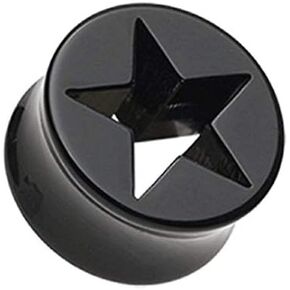 Covet Jewelry Hollow Star Double Flared Ear Gauge Plug in Saudi Arabia