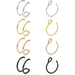 MODRSA Fake Nose Ring Hoop Fake Septum Fake Nose Ring Magnetic Septum Nose Ring Fake Nose Piercing Fake Nose Ring Stud Double Fake Noe Rings for Women Men in Saudi Arabia