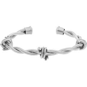 Metro Jewelry Open Stainless Steel Barbed Wire Bangle Bracelet for Men with Black or Rose Gold Ion Plating and Capped Ends 11mm Wide 8.25 Inches Long