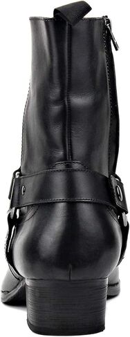 Men's Genuine Leather Ankle Dress Stylish Fashion Chelsea Casual Walking Motorcycle Boots with Zipper in Kuwait