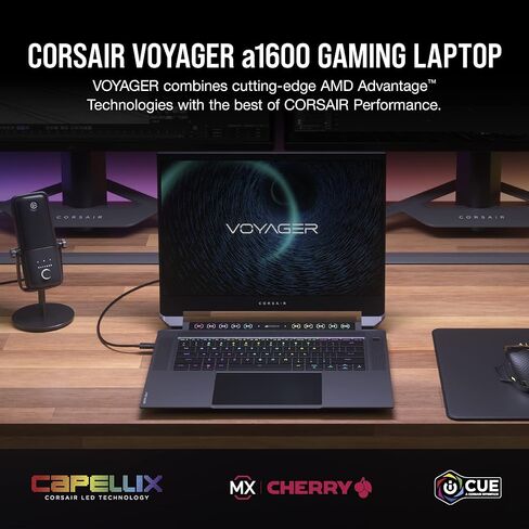 Corsair Voyager a1600 Gaming Laptop (AMD Ryzen R7 6800HS, AMD Radeon RX 6800M, 16GB DDR5, 16" 2560x1600 240Hz IPS Screen, Cherry MX Ultra-Low Profile Keyswitches, Windows 11 Home Advanced) Black in Saudi Arabia