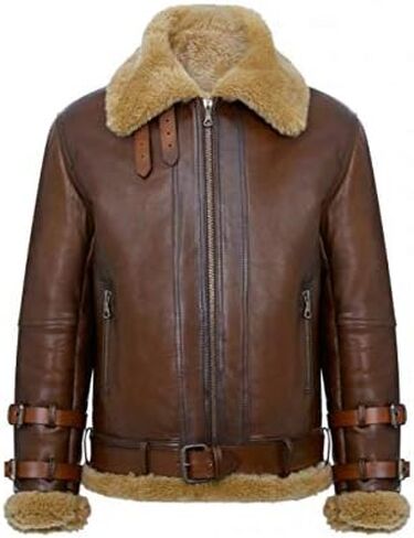 Mens Aviator Real Shearling Sheepskin Leather RAF Flying Jacket in Saudi Arabia