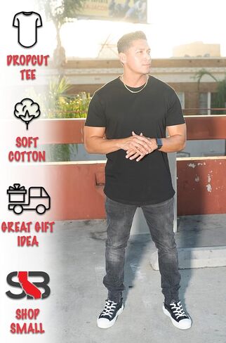 ShirtBANC Mens Hipster Hip Hop Long Drop Tail T Shirts Dropcut Shirt Long Line Shirt in Saudi Arabia