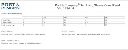 Port & Company Men's Tall Long Sleeve 50/50 Cotton/Poly T Shirt in Saudi Arabia