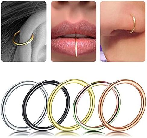 5Pcs 20G 316L Stianless Steel Fake Faux Nose Ring Lip Men Women Piercing Jewelry Ear Cartilage Tragus in Saudi Arabia