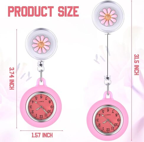 8 Pcs Retractable Nurse Watch Silicone Cover Brooch Fob Pocket Watch Clip on Nursing Watch Nurse Fob Watch with Second Hand for Doctor Nurse, 8 Colors in Saudi Arabia