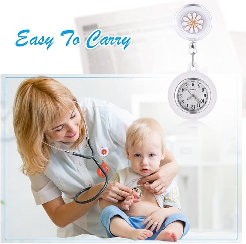 8 Pcs Retractable Nurse Watch Silicone Cover Brooch Fob Pocket Watch Clip on Nursing Watch Nurse Fob Watch with Second Hand for Doctor Nurse, 8 Colors in Saudi Arabia