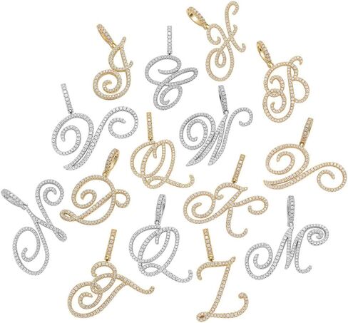 charlinliol Initial Letter Necklace Gold Plated Women/Men Iced Out Initial Letter Pendant Necklace with 24" Rope Chain in Kuwait