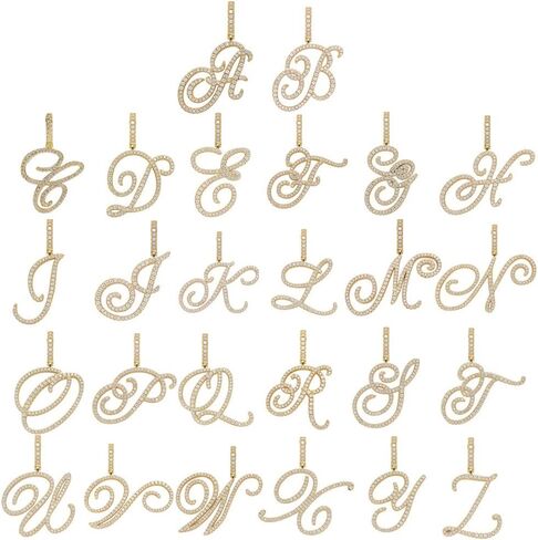 charlinliol Initial Letter Necklace Gold Plated Women/Men Iced Out Initial Letter Pendant Necklace with 24" Rope Chain in Kuwait