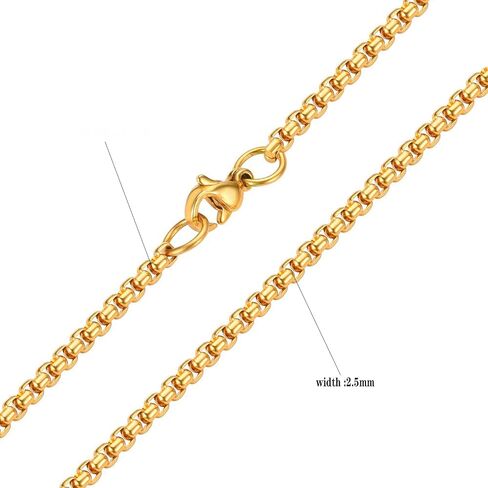 Stainless Steel Twist Chain/Rolo Chain/Keel Chain/Ball Bead Chain Necklace for Men Women, Gold Silver Black Stainless Steel Link Chain Necklace Men Jewelry in Saudi Arabia