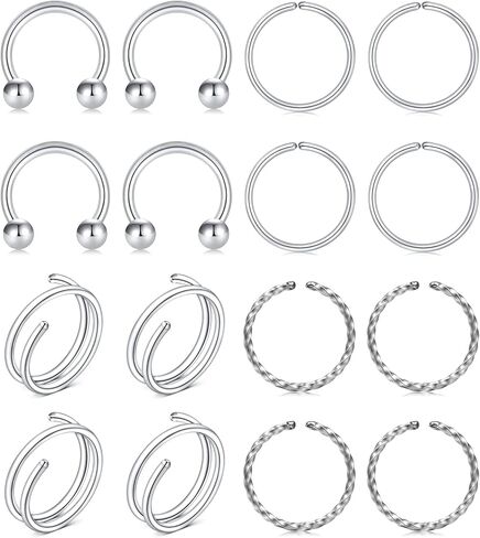 FECTAS Fake Nipple Ring Hoop Stainless Steel Non Pierced Nipple Rings Clip On Nipplerings Faux Body Piercing Jewelry for Women Men in Saudi Arabia