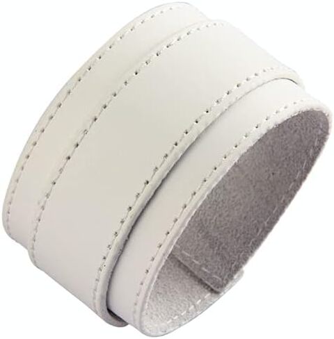 Black Brown White Leather Cuff Bracelet for Men Women Two Layers Adjustable Belt Buckle Wristband in Saudi Arabia
