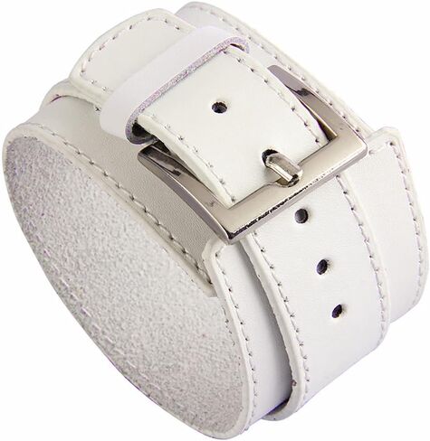 Black Brown White Leather Cuff Bracelet for Men Women Two Layers Adjustable Belt Buckle Wristband in Saudi Arabia