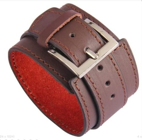 Black Brown White Leather Cuff Bracelet for Men Women Two Layers Adjustable Belt Buckle Wristband in Saudi Arabia