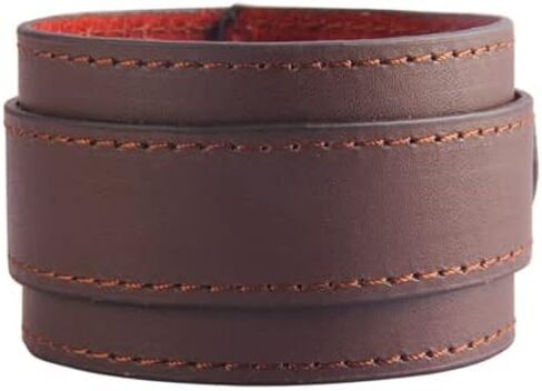 Black Brown White Leather Cuff Bracelet for Men Women Two Layers Adjustable Belt Buckle Wristband in Saudi Arabia