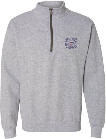 ALLNTRENDS Adult Zip Collar Sweatshirt USCG Embroidered Coast Guard Top America in Kuwait