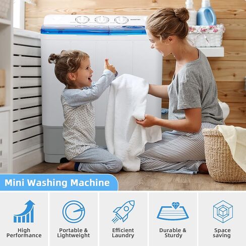 Giantex Portable Washing Machine, 2 in 1 Laundry Washer and Dryer Combo, 22lbs Capacity 13.2 lbs Washing 8.8 lbs Spinning, Timer Control, Drain Pump, Dorm Apartment Semi-Automatic Twin Tub Mini Washer in Kuwait