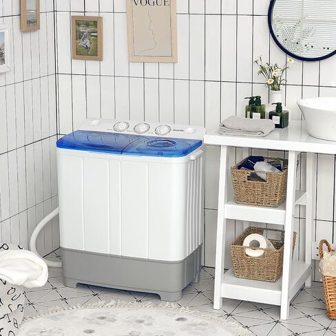 Giantex Portable Washing Machine, 2 in 1 Laundry Washer and Dryer Combo, 22lbs Capacity 13.2 lbs Washing 8.8 lbs Spinning, Timer Control, Drain Pump, Dorm Apartment Semi-Automatic Twin Tub Mini Washer in Kuwait