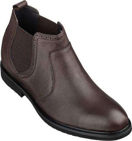 أحذية CALTO الرجالية غير المرئية لزيادة الارتفاع - أحذية تشيلسي خفيفة الوزن سهلة الارتداء من الجلد الفاخر - أطول 3 بوصات in Kuwait