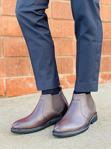 أحذية CALTO الرجالية غير المرئية لزيادة الارتفاع - أحذية تشيلسي خفيفة الوزن سهلة الارتداء من الجلد الفاخر - أطول 3 بوصات in Kuwait